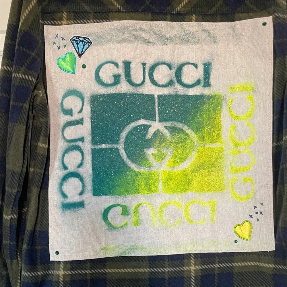 Olive Green / Blue Plaid Shacket - Picture 5 of 11